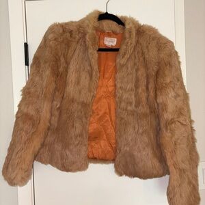 Genuine vintage tan rabbit fur jacket